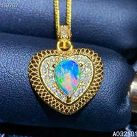 kjjeaxcmy fine jewelry 925 sterling silver natural opal girl classic pendant necklace chain support test chinese style
