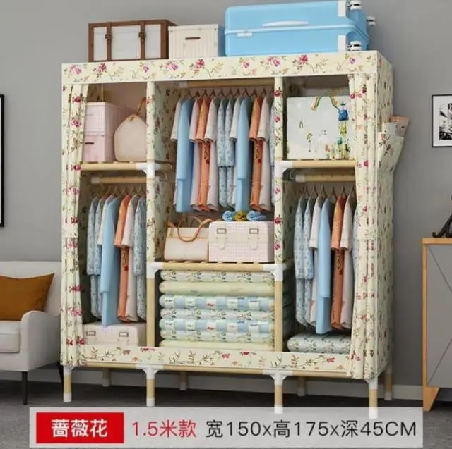 

Wardrobe Simple Cloth Wardrobe Solid Wood Thickening Cloth Art Single Non-steel Tube Assembly Thickening And Reinforcing Receive