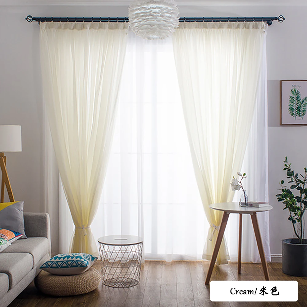 Современные однотонные тюлевые шторы для гостиной прозрачные марлевые
