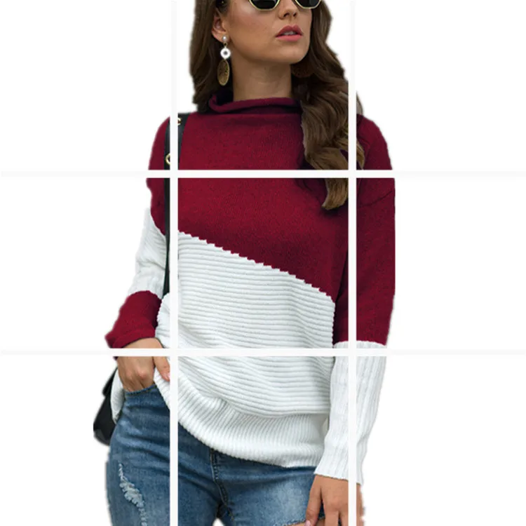 

Fall/winter fashion color matching pullover women
