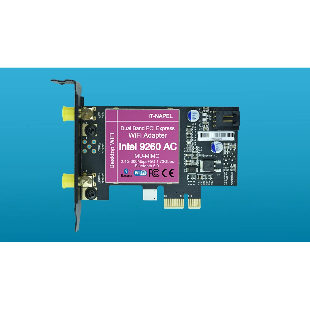 IT-NAPEL-9260AC Intel 9260 AC 9260AC 9260NGW Bluetooth 5 0 PCI-E PCIe 1x X1 WiFi карта для настольного ПК PK 7260 7265 ax200 | - Фото №1