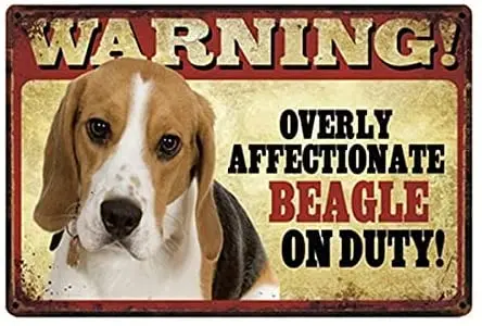

Pet Dog Beagle on Duty Funny Home Decor Bar Wall Art Painting Decorative Door Wall School Bedroom Farm Metal Sign