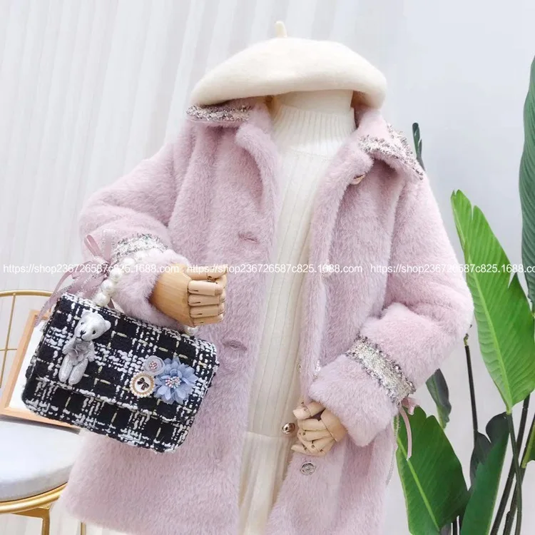 Одежда для детей Новинка 2019 года зимнее модное длинное пальто девочек с мелким