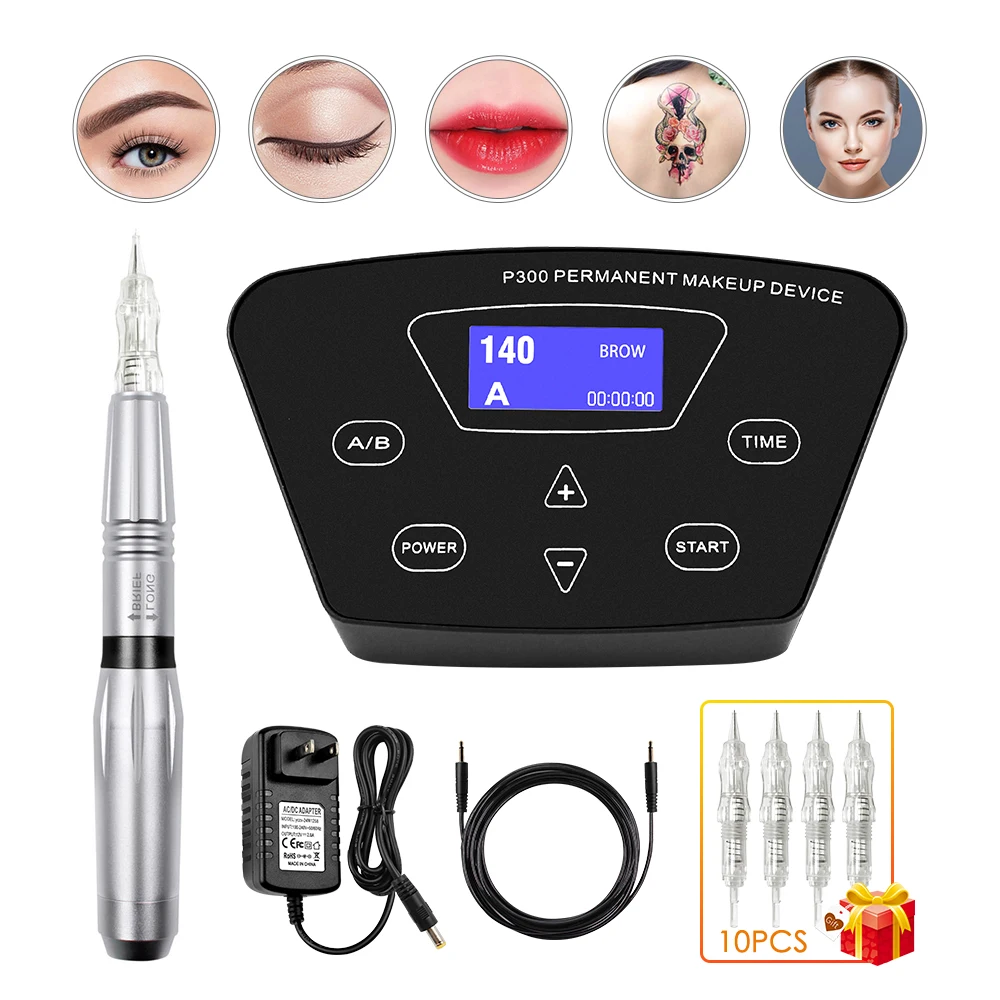

P300 Tattoo Kit Permanent Makeup Machine Professional Rotary Pen For Eyebrow Eyeliner Lip Tattoo Supplies
