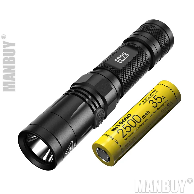 NITECORE EC23 + Rechargeable IMR18650 Battery 1800 Lumens LED Flashlight Waterproof Outdoor Camping Portable Torch Free Shipping