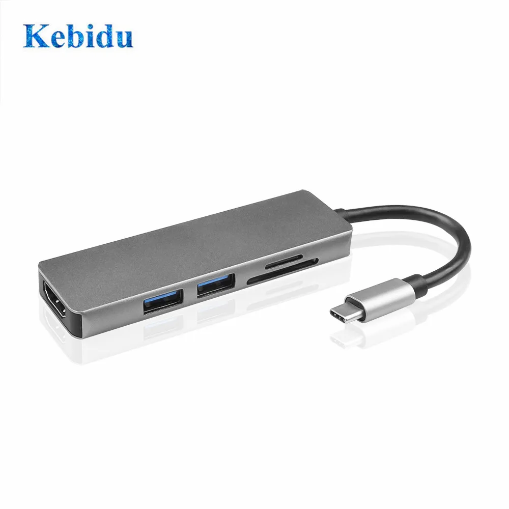 KEBIDU Кабель с разъемом типа C USB SD/TF карты концентратор 5 в 1 кабель разъемами и