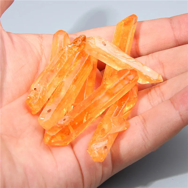 40 мм 10 шт необработанные натуральные желтые мистические титановые кварцевые