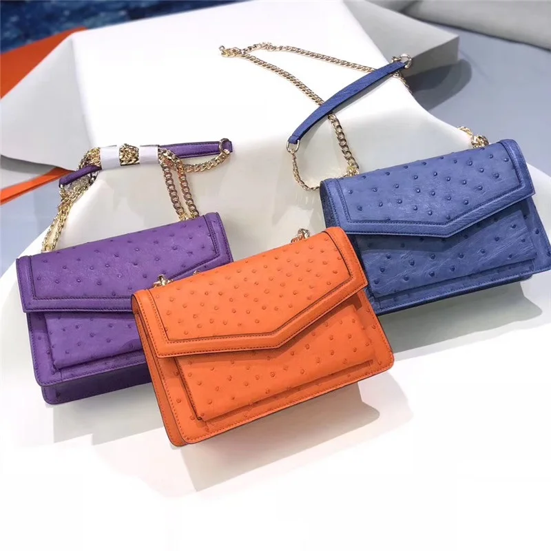 Натуральная кожа страуса женская маленькая сумка мессенджер экзотическая