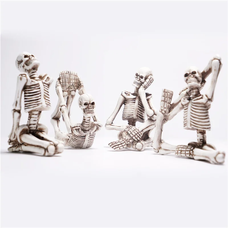 Figuritas creativas de calavera de Yoga, adorno de resina personalizado para Halloween, para decoraci&oacute;n del hogar, sala de estar y oficina, gran oferta-2