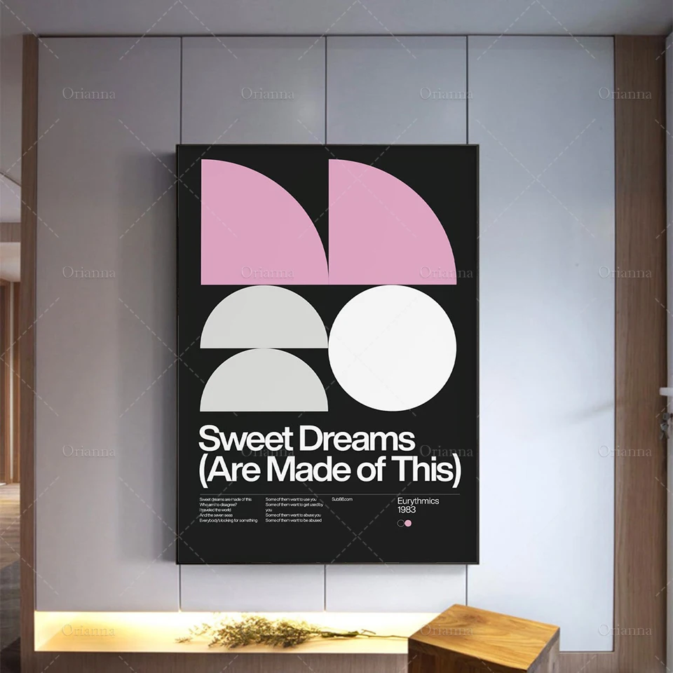 

Sweet Dreams Are Made Of This - Eurythmics - 1983, New Wave Song Minimalistic Swiss Graphic Design Poster Print Wall Art Canvas