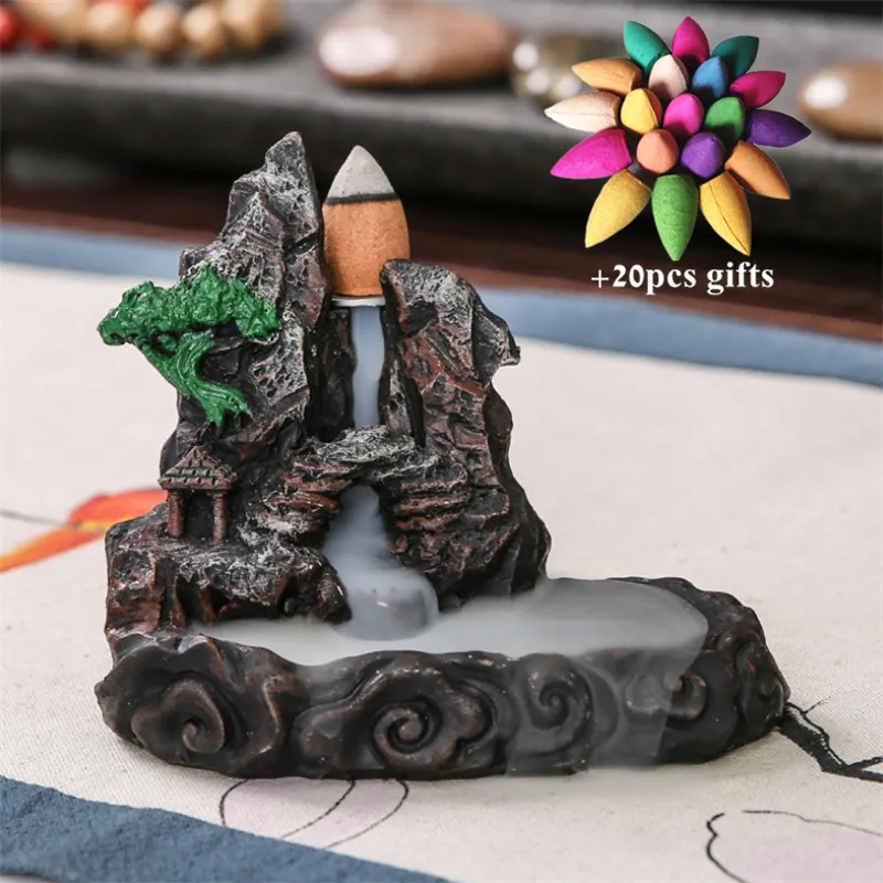 Смола обратного потока благовония горелка с Буддой дым водопад ладана держатель