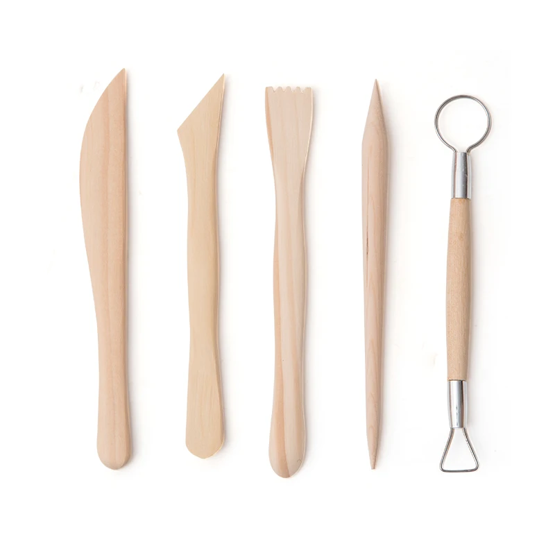 

Pottery Clay Sculpture Tools Wooden 5-piece Texture Tool DIY Ceramic Crafts Clay Sculpture Common Tools Modeling Tools