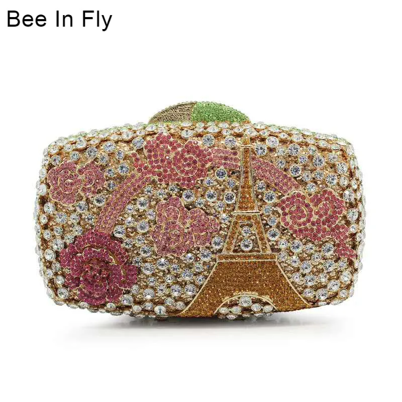 Женский вечерний клатч с кристаллами перфорацией и бусинами | Багаж сумки