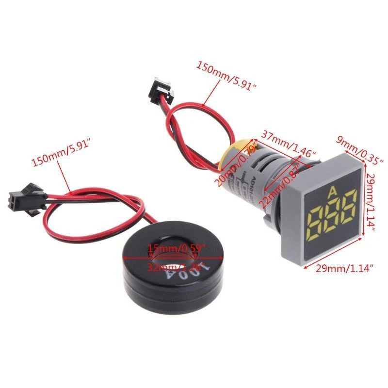

AC 0-100A Digital Ammeter Current Meter Indicator LED Lamp Detector Tester Parts