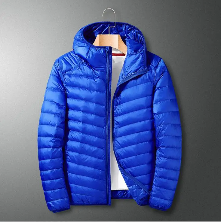 Winter Jacket Men Coat Duck Down Jacket New Ultra Light Thin Hooded Down Coat Portable Windproof Puffer Parkas Male Overcoat