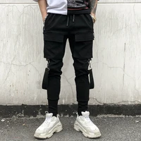 new black cargo pants hip hop boys multi pocket harem men streetwear punk pencil trousers jogger male korean style personality