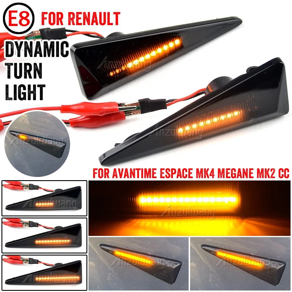 

For Renault Megane MK2 CC Espace MK4 Scenic MK2 Wind Avantime Thalia 2 Car Side Marker Turn Signal Indicator LED Dynamic Lights