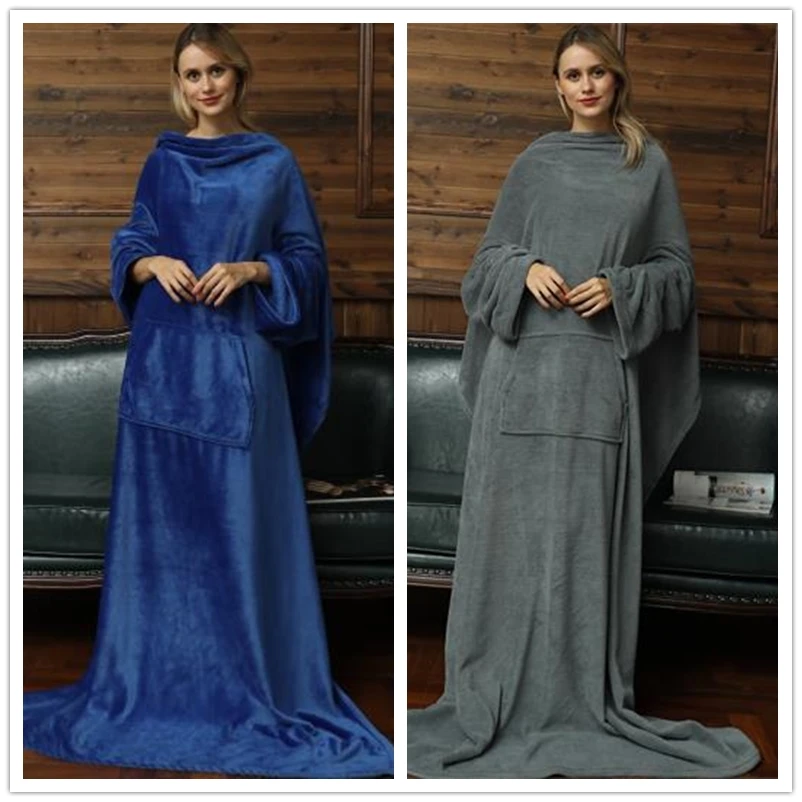 Одеяло с капюшоном для взрослых зимнее одеяло дивана и телевизора Коралловое