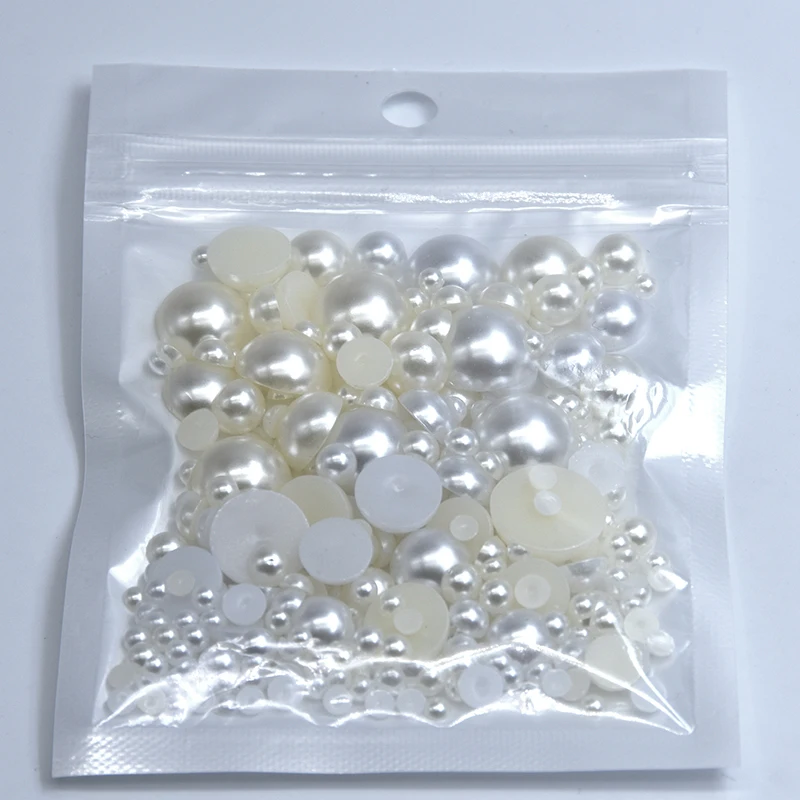 white ivory mixed 3-20 мм акриловые полукруглые жемчужные бусины белого цвета и цвета слоновой кости для изготовления ювелирных изделий, украшения для одежды, головных уборов, обуви, сумок, шляп - Цвет: white ivory mixed