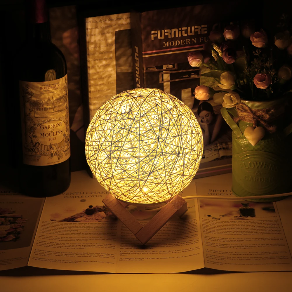 Красивая светодиодная лампа с USB ночник в виде шара зарядкой Sepak Takraw светильник