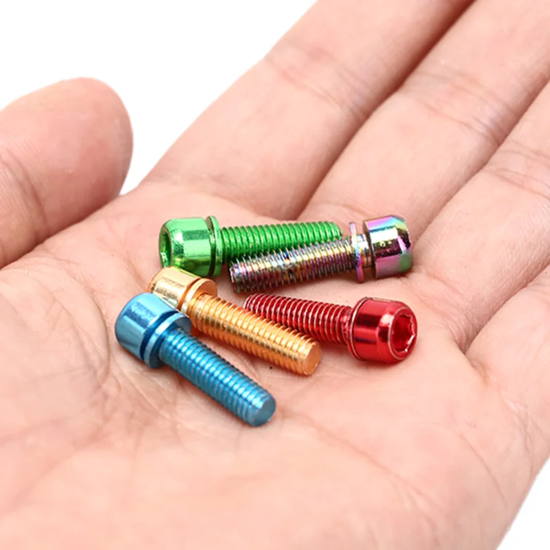

6pcs Stainless Steel Screws Bolts With Washer M5*18mm For Bike Bicycle Stems & Handlebar multicolor , red,gold,green,,blue,