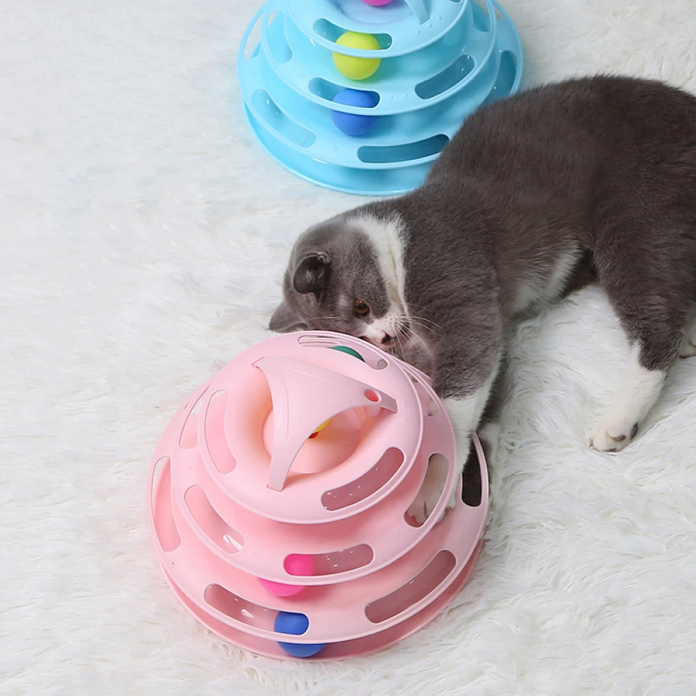 

New Cat Toy Cute Turntable Ball Interactive Cat Dog Toys Four Layers Teaser Mouse Pet Kitten Young Pet Supplies Cat Accessories
