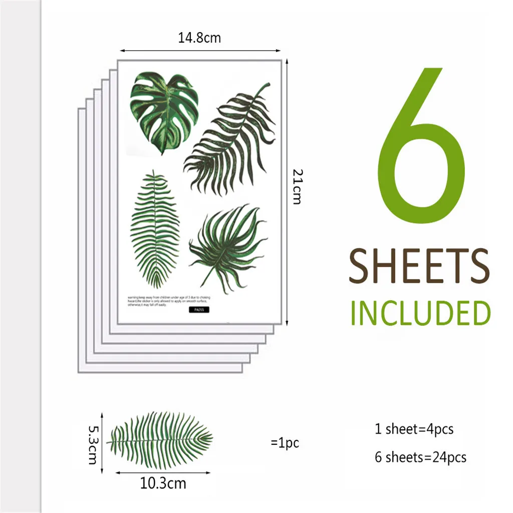 Ins стиль зеленый лист стикер на стену для комнаты гостиной украшения обои дома