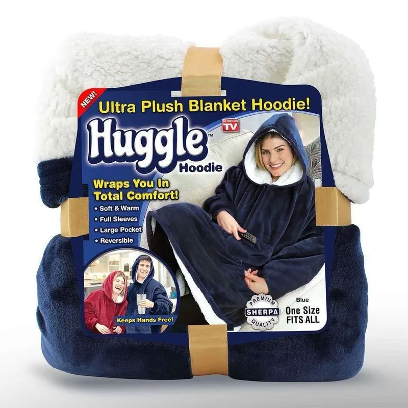 

Winter Flannel Hoodies Women Oversized Warm Sofa TV Blanket with Sleeves Pocket Thicken Warm Nightgown Outdoor Sweatshirt Couple