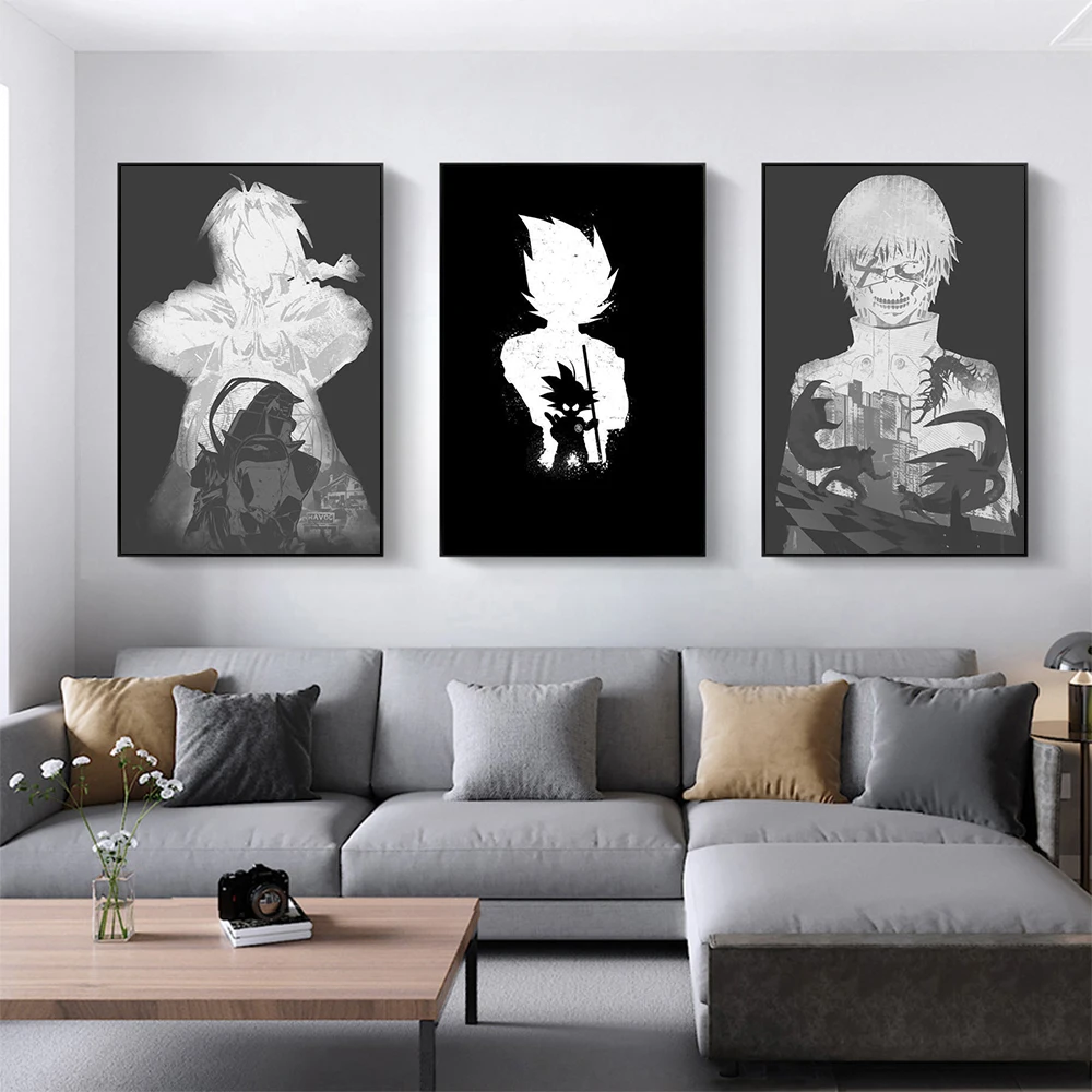 

Japan Famous Anime Black White Art Canvas Painting Modern Wall Art Pictures Posters and Prints for Living Room Home Decoration