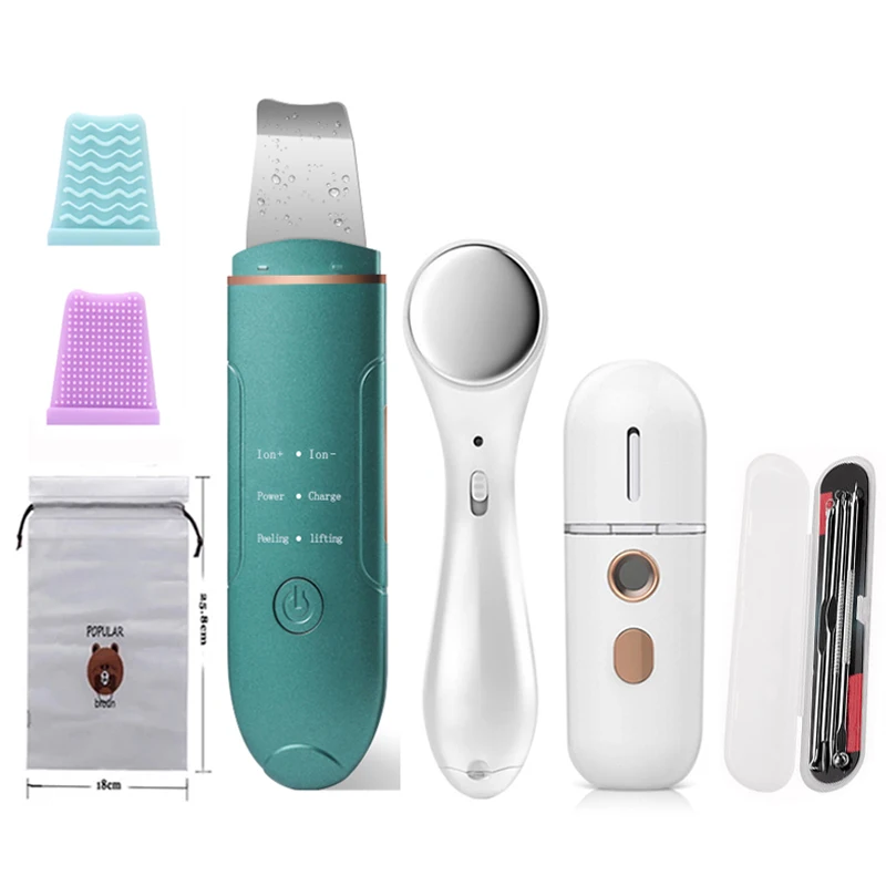Ультразвуковой скруббер для кожи Электрический пилинг лица шпатель
