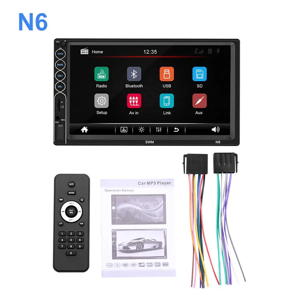 7 Inch Bluetooth Stereo Radio Touch Screen Player 2 Din HD Mp5 Supports For IOS/ Android Phone Mirror Connection Car MP5 | Автомобили и