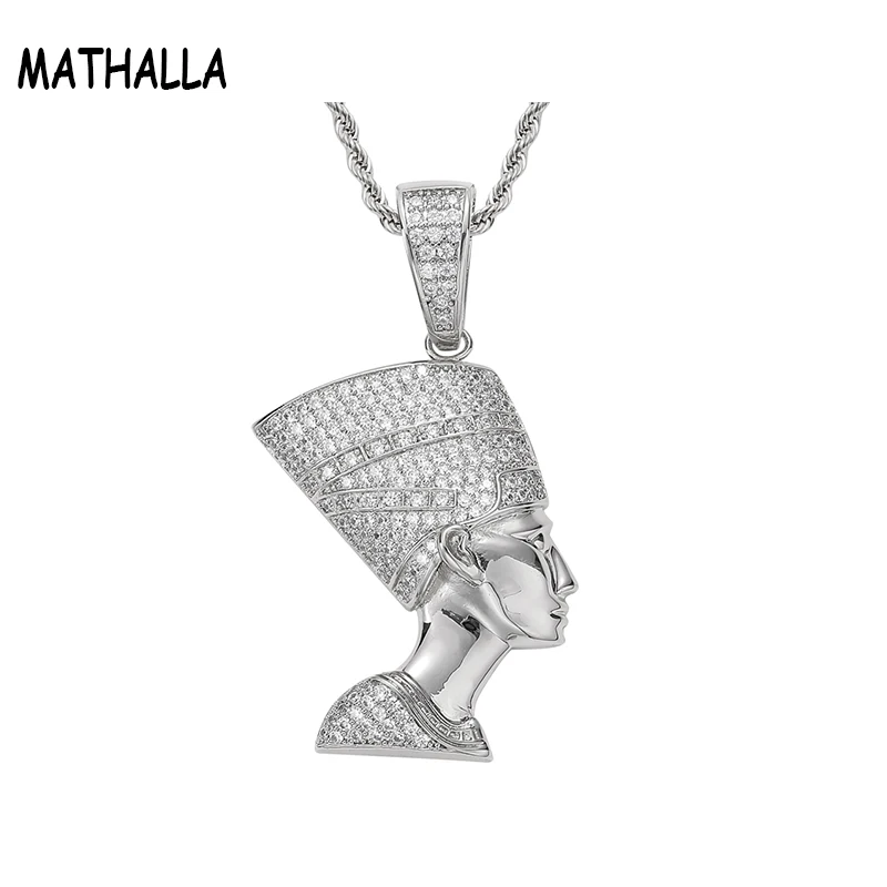 

Ожерелье MATHALLA в стиле хип-хоп, голова египетского старого человека, высокое качество, кубический циркон ААА, мужские аксессуары, женские оже...