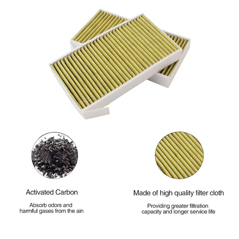 

2Pcs Carbon Air Filters HEPA 9.4 * 5.4 inches Hight Quality Filter Cloth Activated For Tesla Model 3 Y 2019-2021
