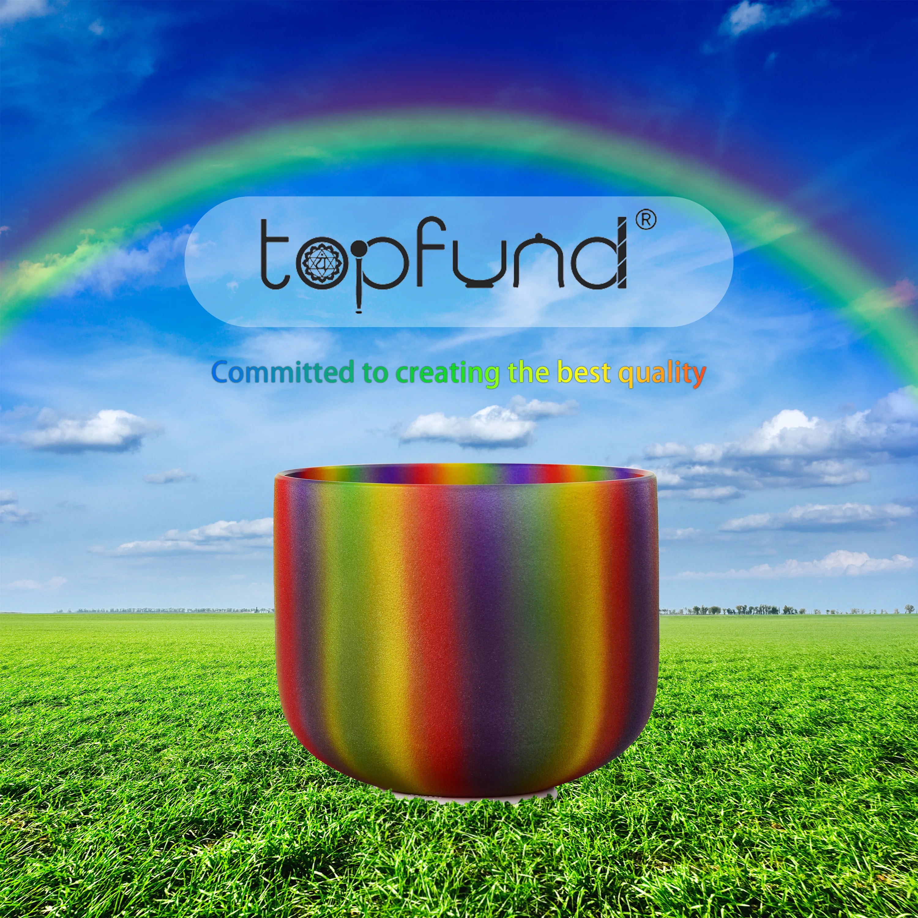 Чакра topfoundation радужного цвета матовая кварцевая Хрустальная Поющая чаша 8 дюймов
