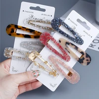 2 3 pcsset alloy acrylic hair clip acetate bangs retro marbled duckbill clip leopard hair pins women hair jewelry 2020