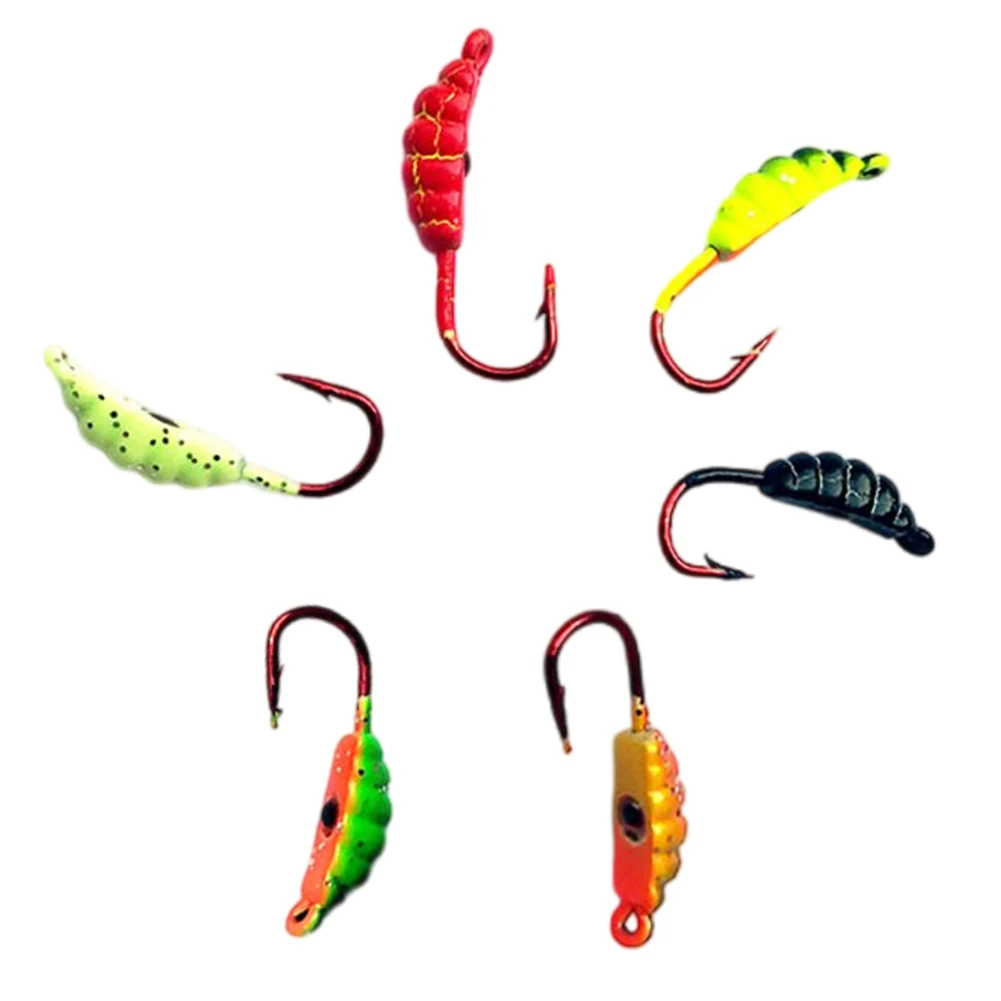

6PCS Ice Fishing Jigs Winter Metal Fishing Lures With Single 3D Hook For Trout Bass For Winter Fishing Carp Pike Wobbler