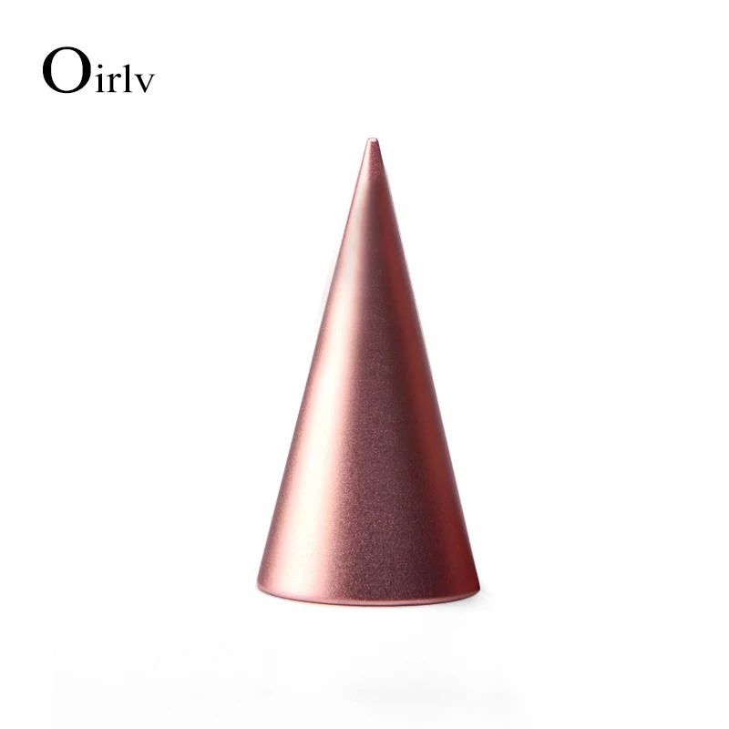 

Oirlv New Rose Gold Finger Ring Display Stand Cone Metal Rack Ring Holder Jewelry Display Stand Ring Organizer Showcase