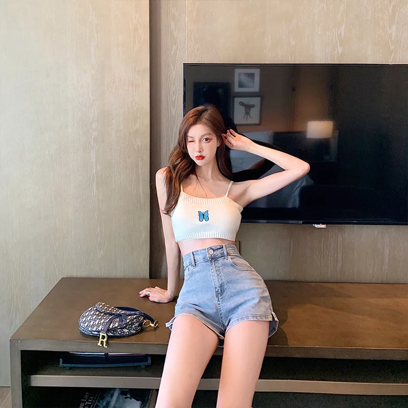 Женская мода Повседневная летняя обувь Красивые женские джинсовые шорты высокой