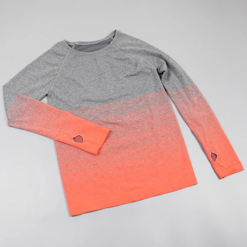 

New 2020 Gradient Gym Women's Sport Shirts Quick Dry Running T-shirt Sleeve Fitness Clothes Tees & Tops Deporte Mujer NVYJ319