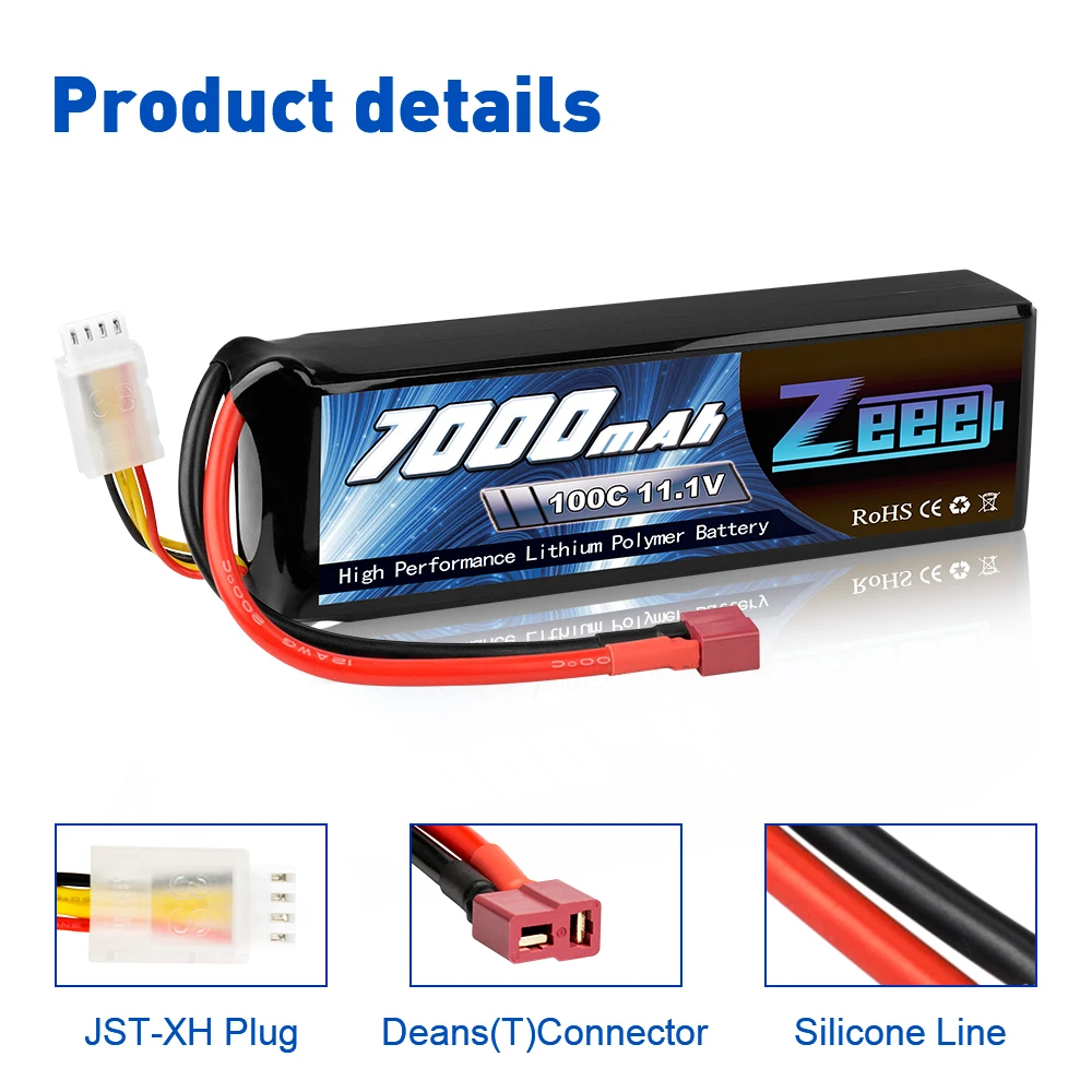 Zeee 11 1 V 100C 7000mAh 3S Lipo батарея Deans разъем с металлическими пластинами для RC