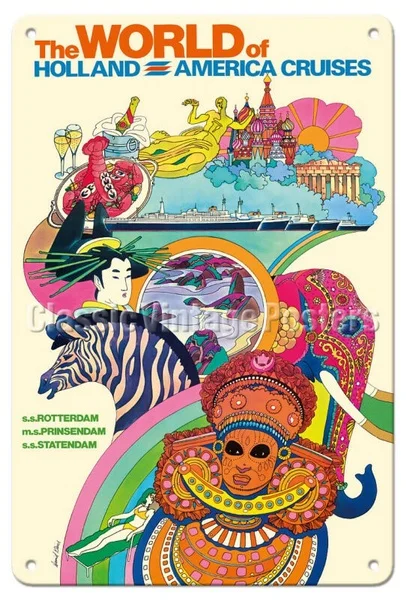 

Мировая голландская Америка крейсес-Давид Клейн винтажный постер для путешествий металлический жестяной знак