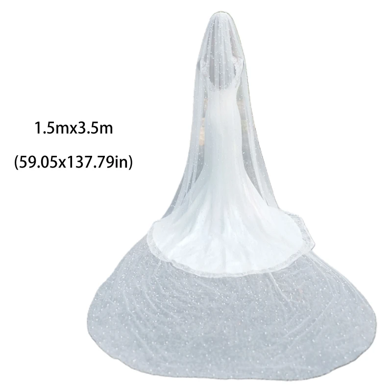 

One-Layer Cover Face Cathedral Wedding Veil Vintage Imitation Pearl Beading Jewelry Bridal Party Headpiece Photo Props