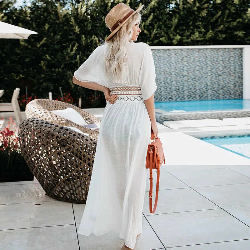 

Bikini Cover Up Lace Hollow Crochet Swimsuit Beach Dress Women 2020 Summer Ladies Cover-Ups Bathing Suit Beach Wear Tunicn