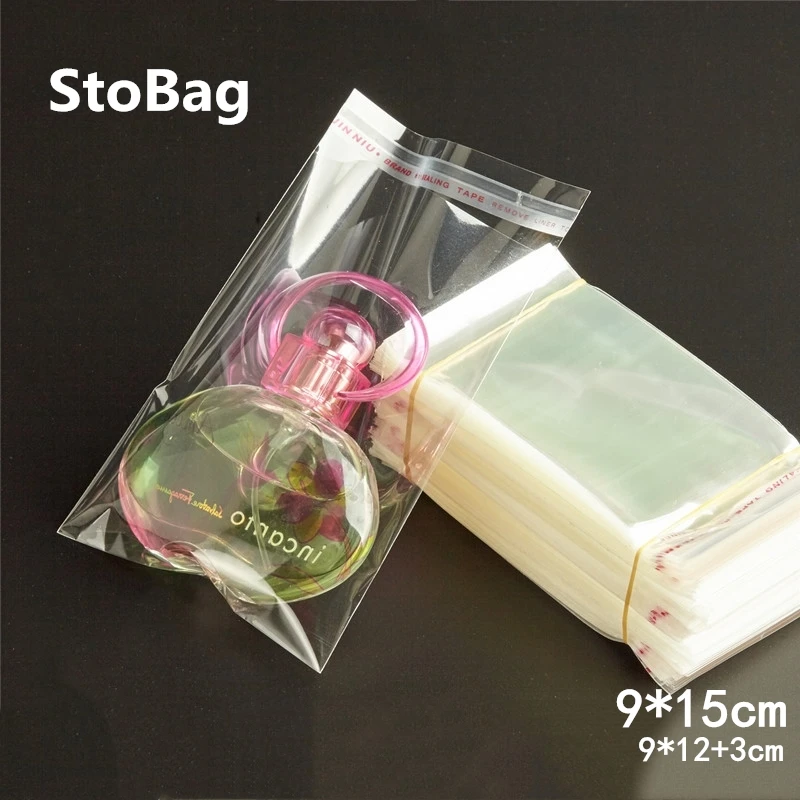 StoBag 500 шт. 9*15 см прозрачный самоклеящийся пакет пластиковый полипропиленовый