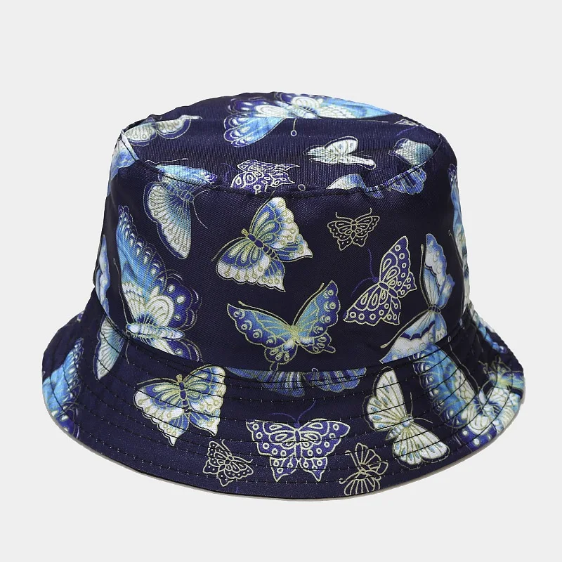 

Butterfly Print Summer Bucket Hat Fashion Women Collapsible Sun Hat Adult Casual Fisherman Cap Girls Outdoor Travel Spring Hat