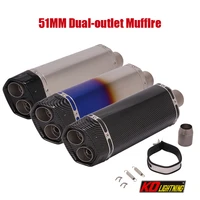 38 51mm motorcycle dual outlet exhaust pipe muffler end tips baffles stainless steel for universal dirt bike scooter atv