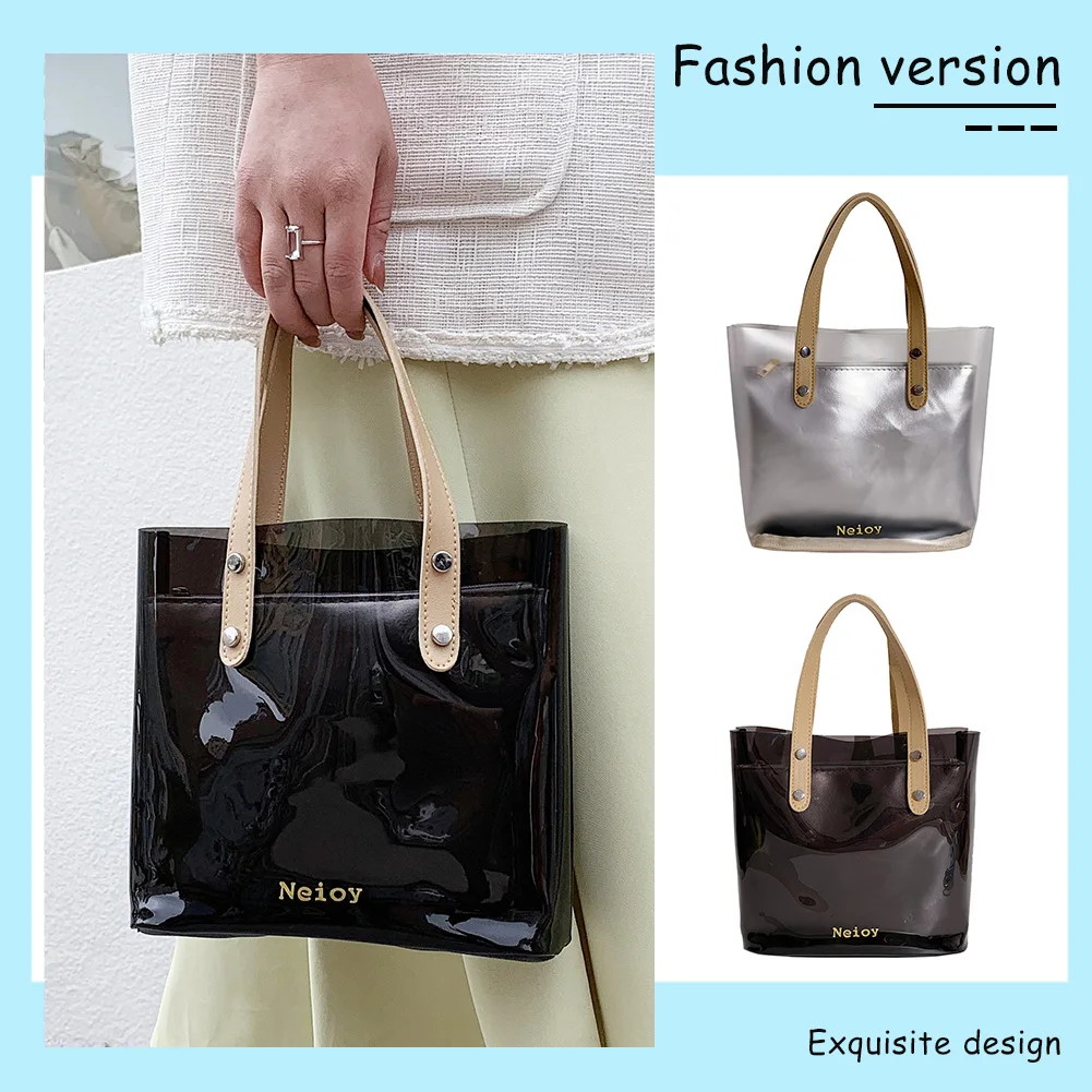 

Shoulder Composite Bags Ladies PVC Embossing Transparent Casual Small Baguette Handbags with Zipper for Shopping