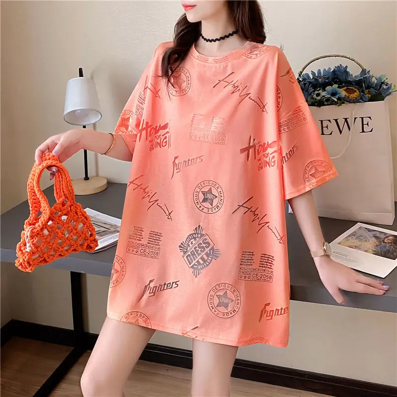 

Loose Mid-Length Short-Sleeved T-shirt for Women 2021 New Summer European Goods Design Blouse Ins Super Popular Fashion