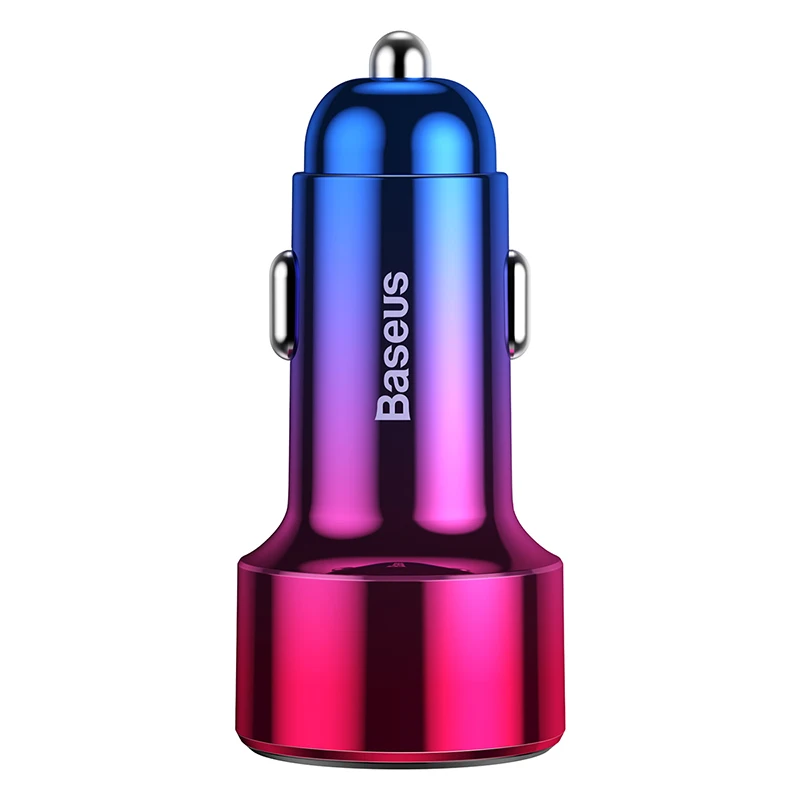 Baseus 45 Вт светодиодный дисплей автомобильное зарядное устройство quick charge 3,0 USB PD зарядное устройство type c Быстрая зарядка для iPhone 8 samsung huawei xiaomi phone - Тип штекера: Red