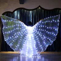 led gold wing costume 360 degree adult belly dance accessories fluorescent wing performance costume with stick wings